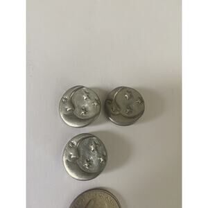 Realistic Button Crescent Moon Celestial Pewter Danforth Lot Of 3